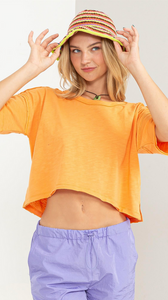 Short Sleeve Crop Top - Black or Moss