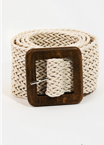 Wooden Square Buckle Braided Belt - More Colors Available