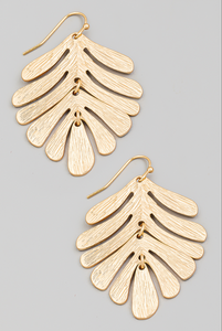 Leaf-Shaped Metal Fish Hook Earring - More Colors Available