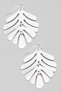 Leaf-Shaped Metal Fish Hook Earring - More Colors Available