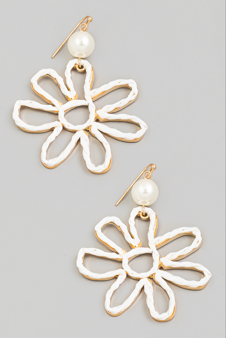 Raffia Flower Earrings - More Colors Available