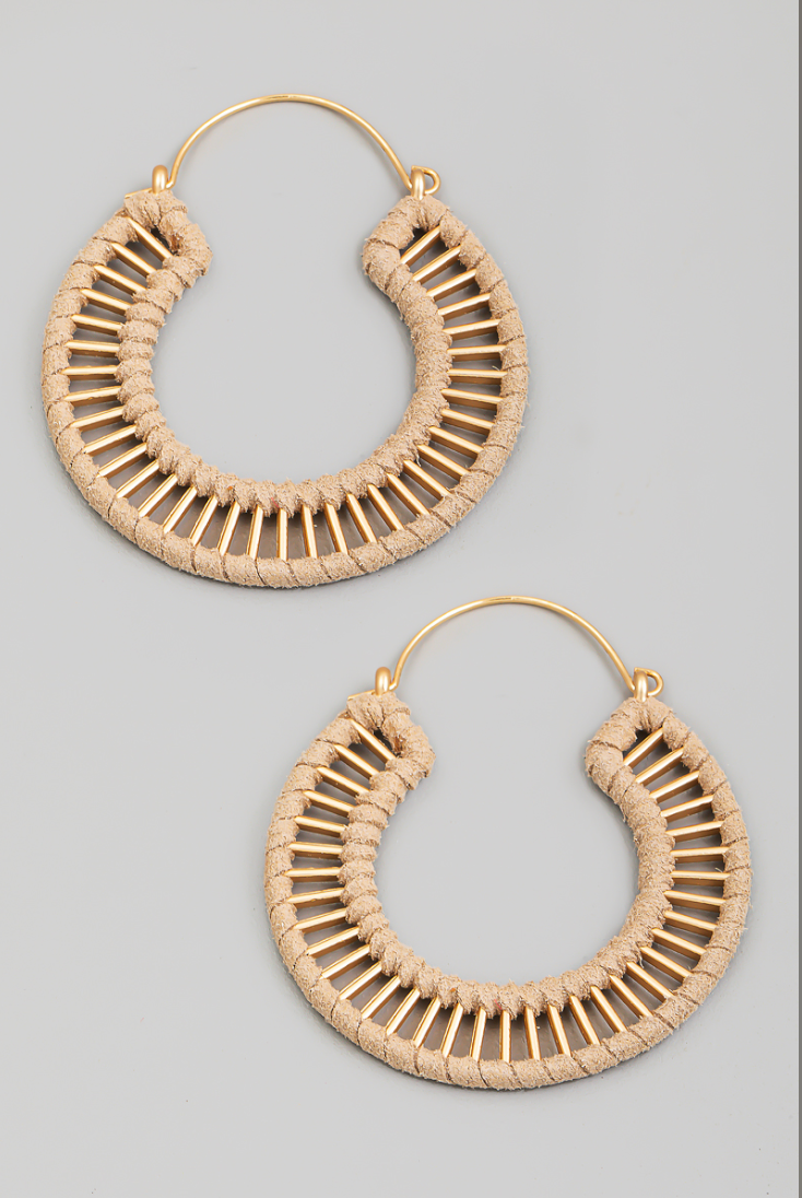 Faux Suede Wrap Hoop Dangle Earrings