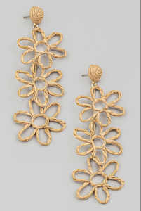 Triple Straw Flower Drop Earrings - More Colors Available