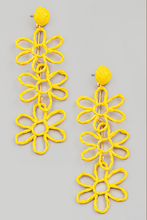 Load image into Gallery viewer, Triple Straw Flower Drop Earrings - More Colors Available
