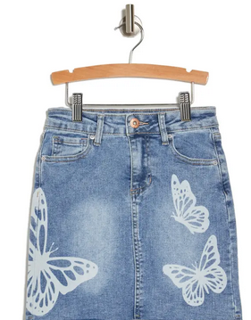 YMI - Butterfly Denim/Jean Skirt - More Colors Available