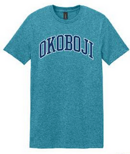 "FF2" Adult Softstyle T-Shirt (64000) - Navy/White on Heather Galapagos Blue