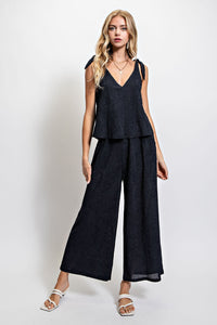 Illusion Jumpsuit w/ Shoulder Ties - More Colors Available