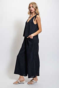 Illusion Jumpsuit w/ Shoulder Ties - More Colors Available