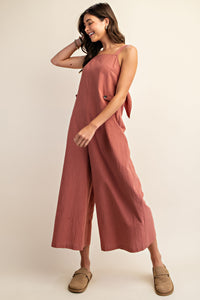 Wide Leg Jumpsuit w/ Back Tie