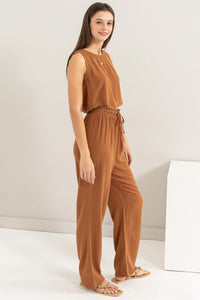 Wrapped Back Crop/Pants Set - Brown or Oatmeal