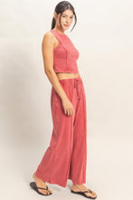 Load image into Gallery viewer, Mineral Washed Sleeveless Top &amp; Wide Leg Pant Set - More Colors Available

