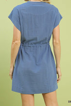 Load image into Gallery viewer, Embroidered Drawstring Mini Dress - More Colors Available

