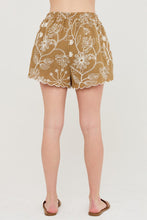 Load image into Gallery viewer, Embroidered Scalloped-Hem Shorts in Light Brown
