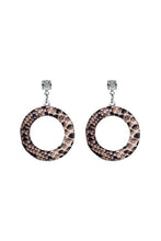 Load image into Gallery viewer, Round Hollow Snakeskin Leatherette Earrings
