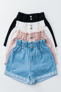 Vintage Wash Distressed High-Waist Shorts - More Colors Available