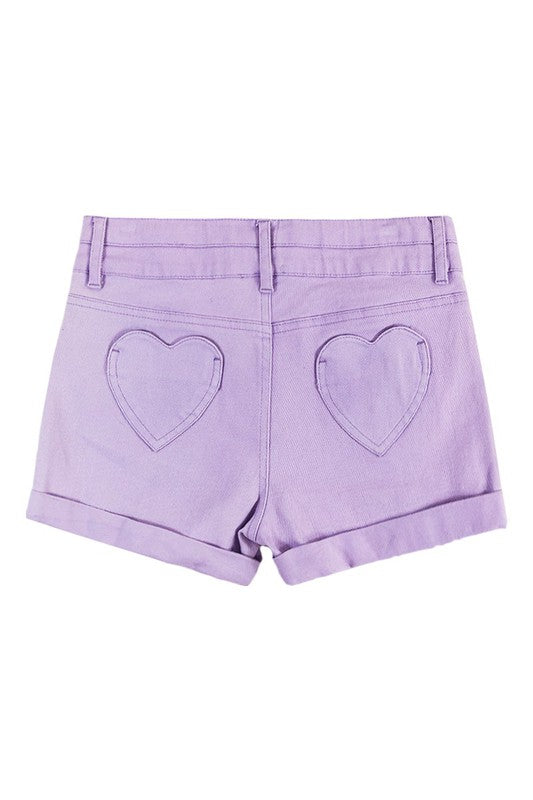 Girls Denim Shorts with Heart Pockets – TGalaxy