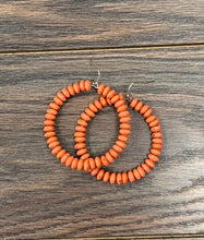 Load image into Gallery viewer, Orange Beaded Hoop Earrings
