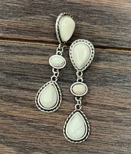 Load image into Gallery viewer, Boho Natural White Turquoise Teardrop Post Earrings
