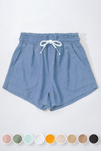 Load image into Gallery viewer, Rope Drawstring Linen Shorts - Blue Stone
