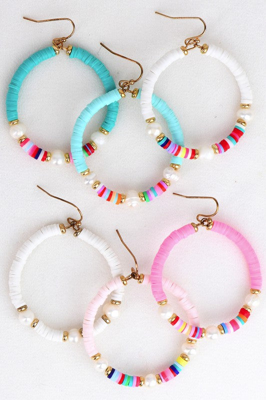 Multicolored Flat Heishi Disc Bead Earring