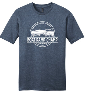 "Boat Ramp Champ" Adult Vintage-Feel T-shirt (DT6000) - Maritime Blue