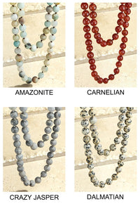 Natural Stone Beaded Extra Long Necklace - More Colors Available