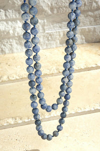 Natural Stone Beaded Extra Long Necklace - More Colors Available