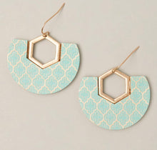 Load image into Gallery viewer, Fan-Shaped Print Wood Dangle Hook Earrings - More Colors Available
