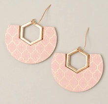 Load image into Gallery viewer, Fan-Shaped Print Wood Dangle Hook Earrings - More Colors Available
